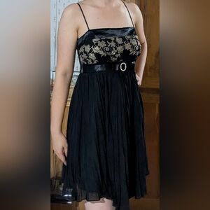Y2K Babydoll Black Dress With Gold Details